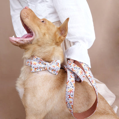 Custom Christmas Golden Dog Collar Bow Tie Set