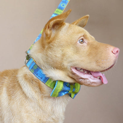 Custom Folk Yellow Dog Collar Bow Tie Set