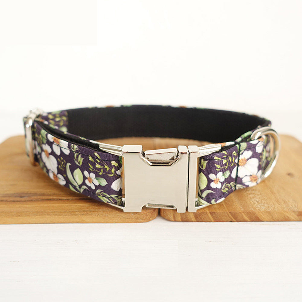 Custom Black Daisy Dog Collar