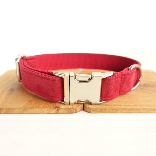 Custom Velvet Red Dog Collar