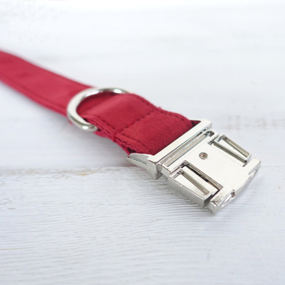 Custom Velvet Red Dog Collar