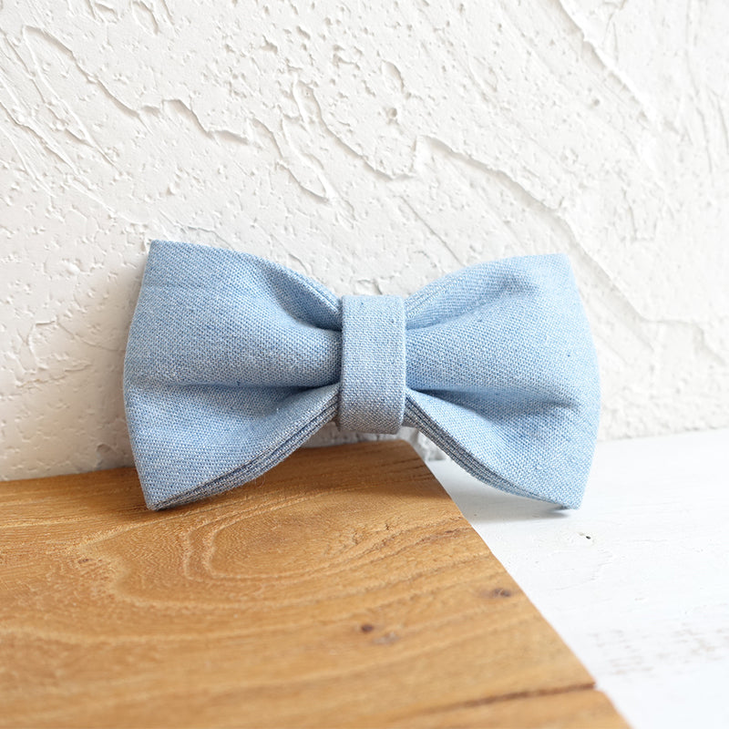 Custom Light Denim Dog Collar Bow Tie Set