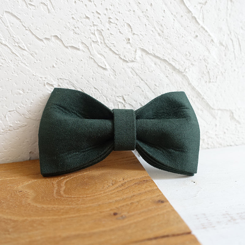 Custom Velvet Green Dog Collar Bow Tie Set