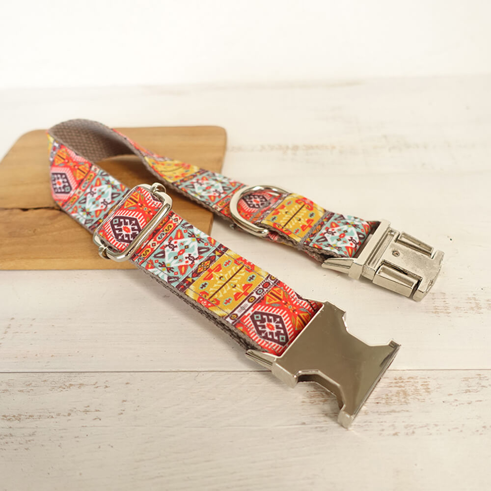 Custom Gray Bohemian Dog Collar