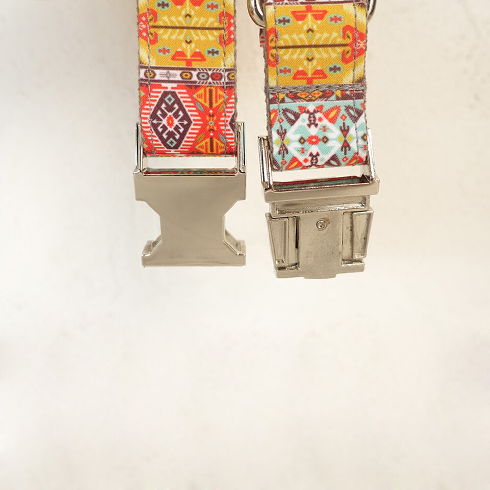 Custom Gray Bohemian Dog Collar Set