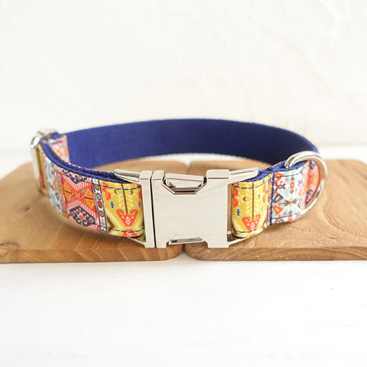 Custom Blue Bohemian Dog Collar