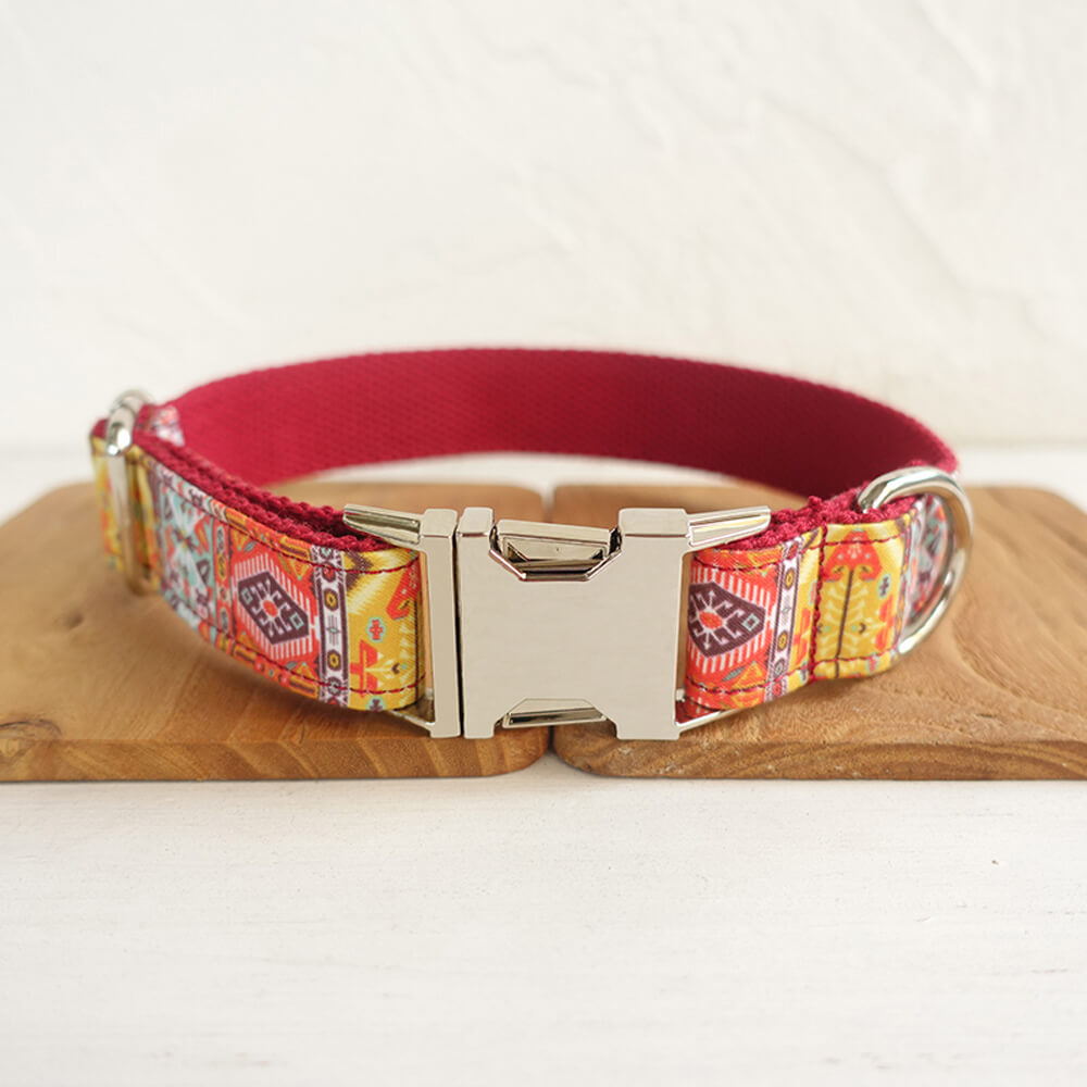 Custom Red Bohemian Dog Collar