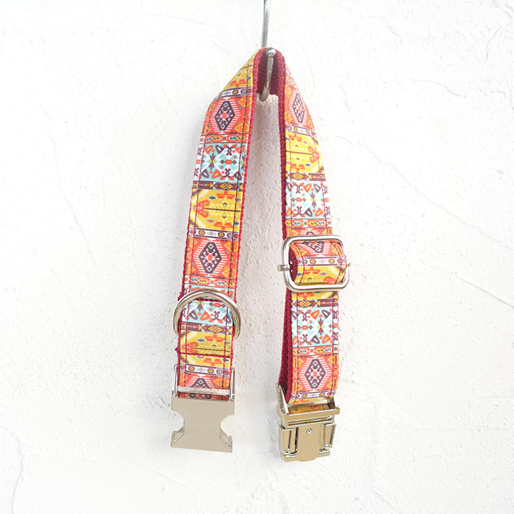 Custom Red Bohemian Dog Collar