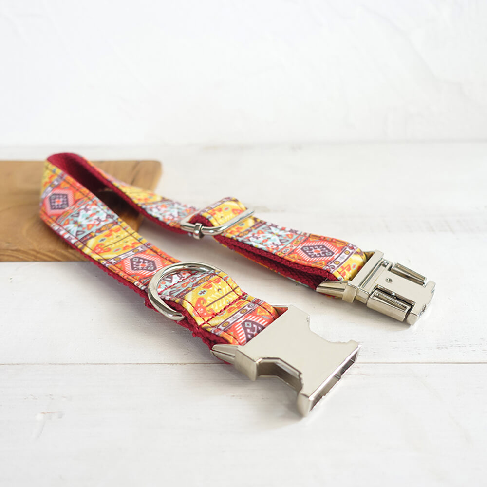 Custom Red Bohemian Dog Collar