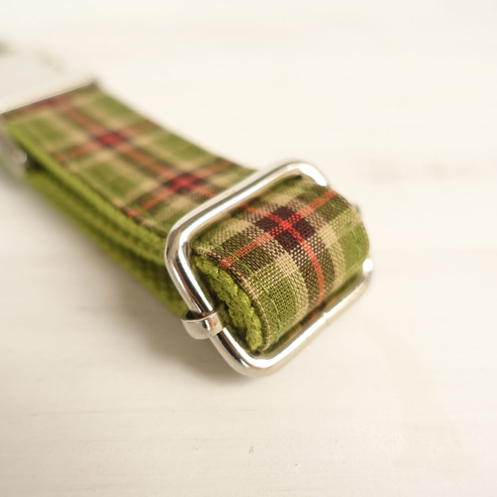 Custom Green Plaid Dog Collar And Leash Set