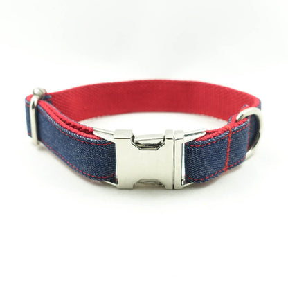 Custom Red Denim Dog Collar