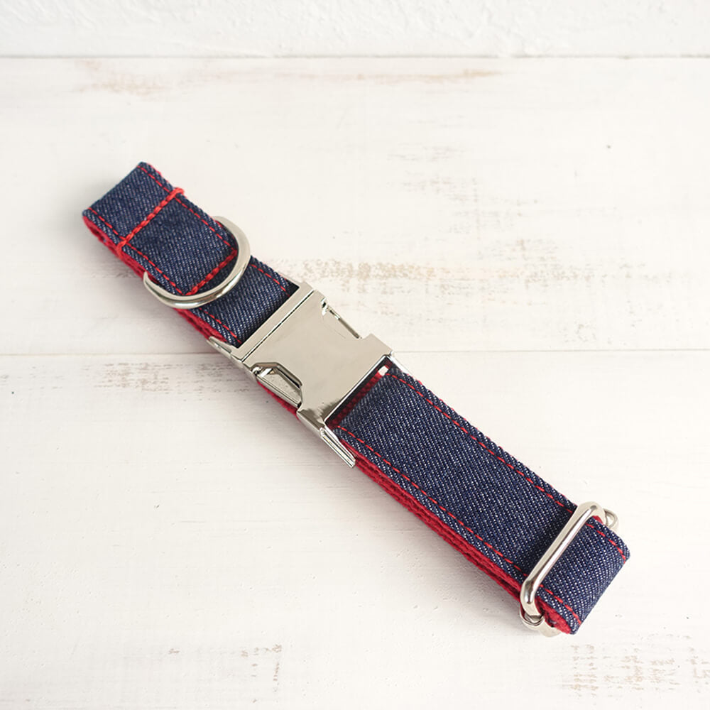 Prime Pup Denim Dog Collar And Leash Set