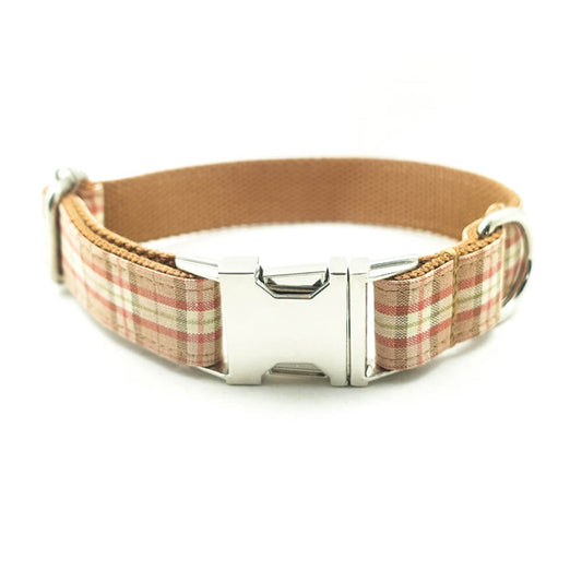 Custom Orange Plaid Dog Collar