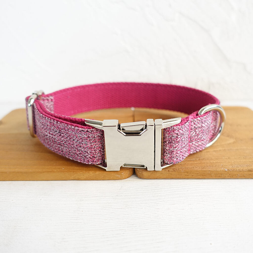 Custom Pink Suit Dog Collar And Leash Set