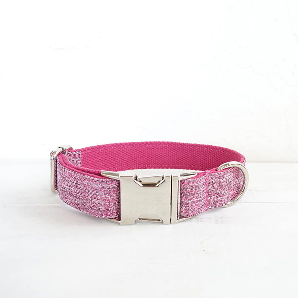 Custom Pink Suit Dog Collar And Leash Set