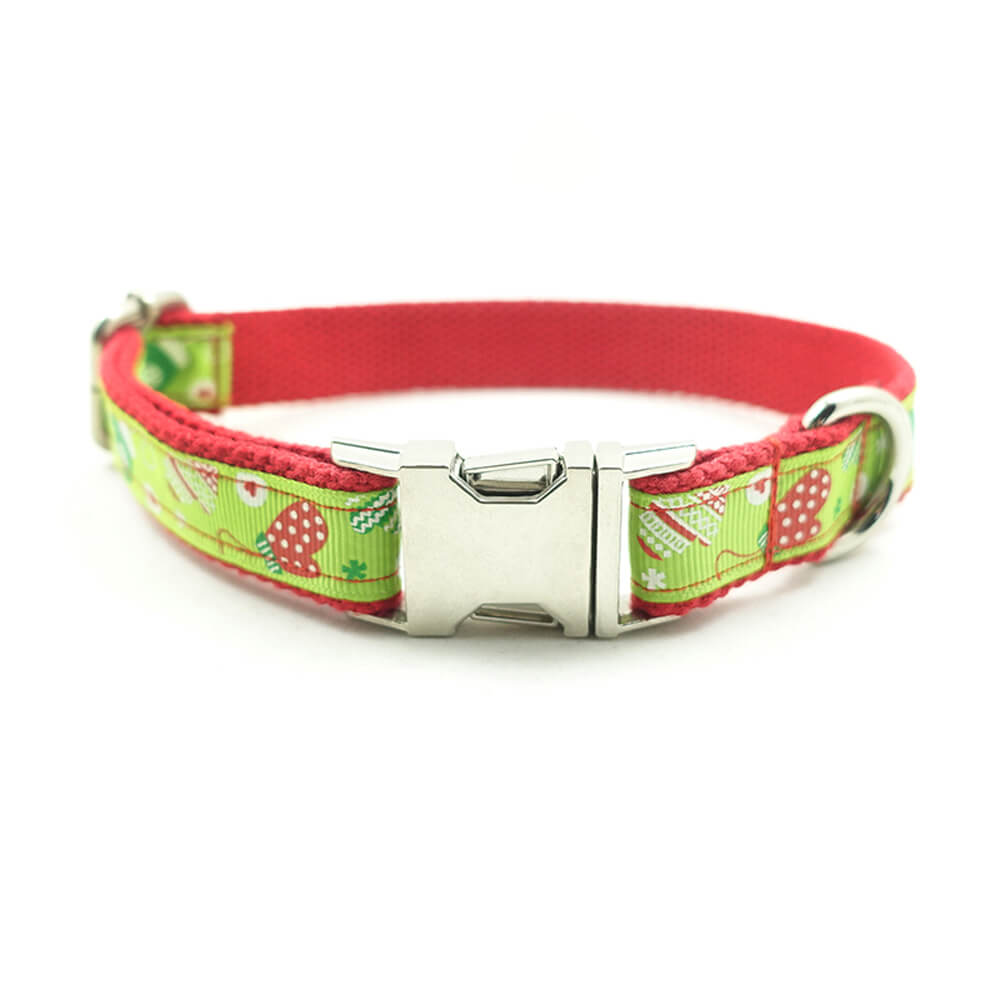 Custom Christmas Dog Collar And Leash Set