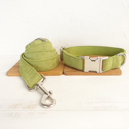 Custom Candy Green Dog Collar And Leash Set