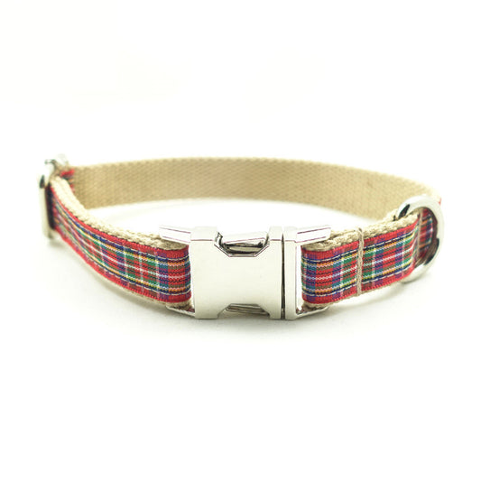 Custom Red Plaid Dog Collar