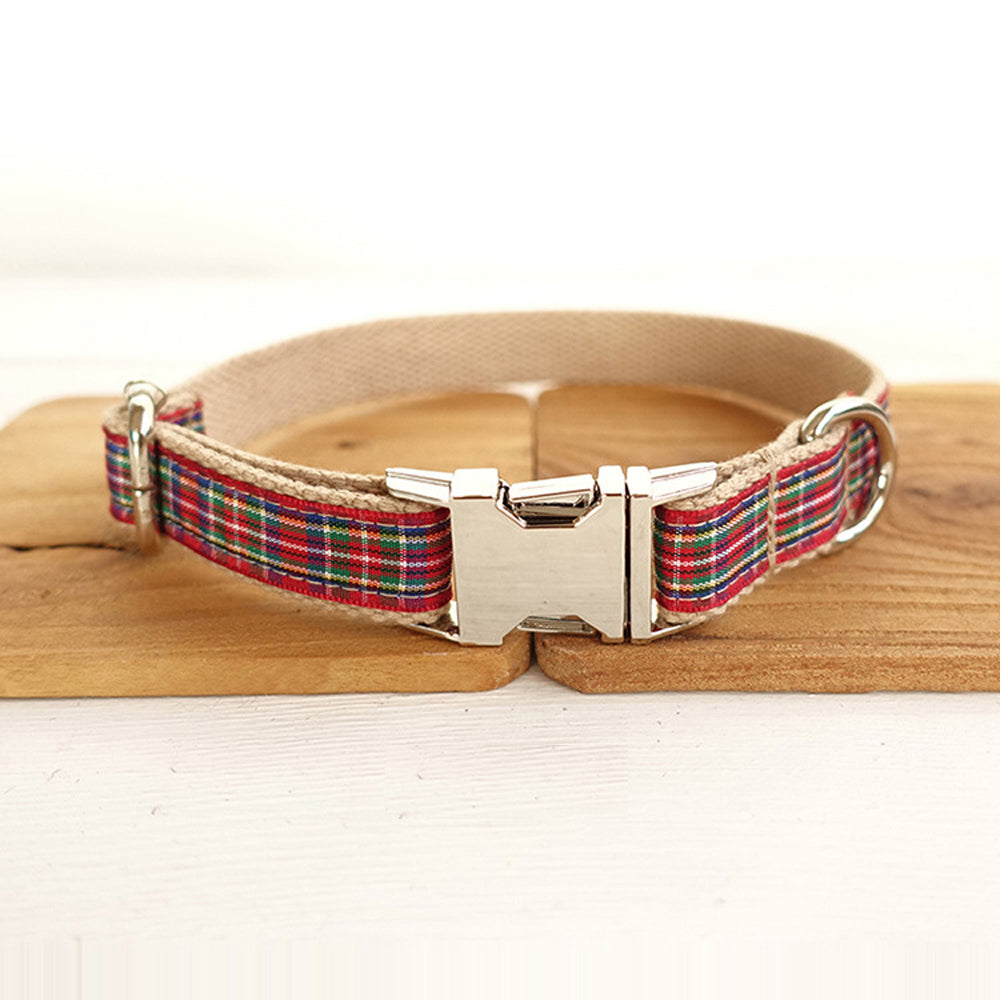 Custom Red Plaid Dog Collar