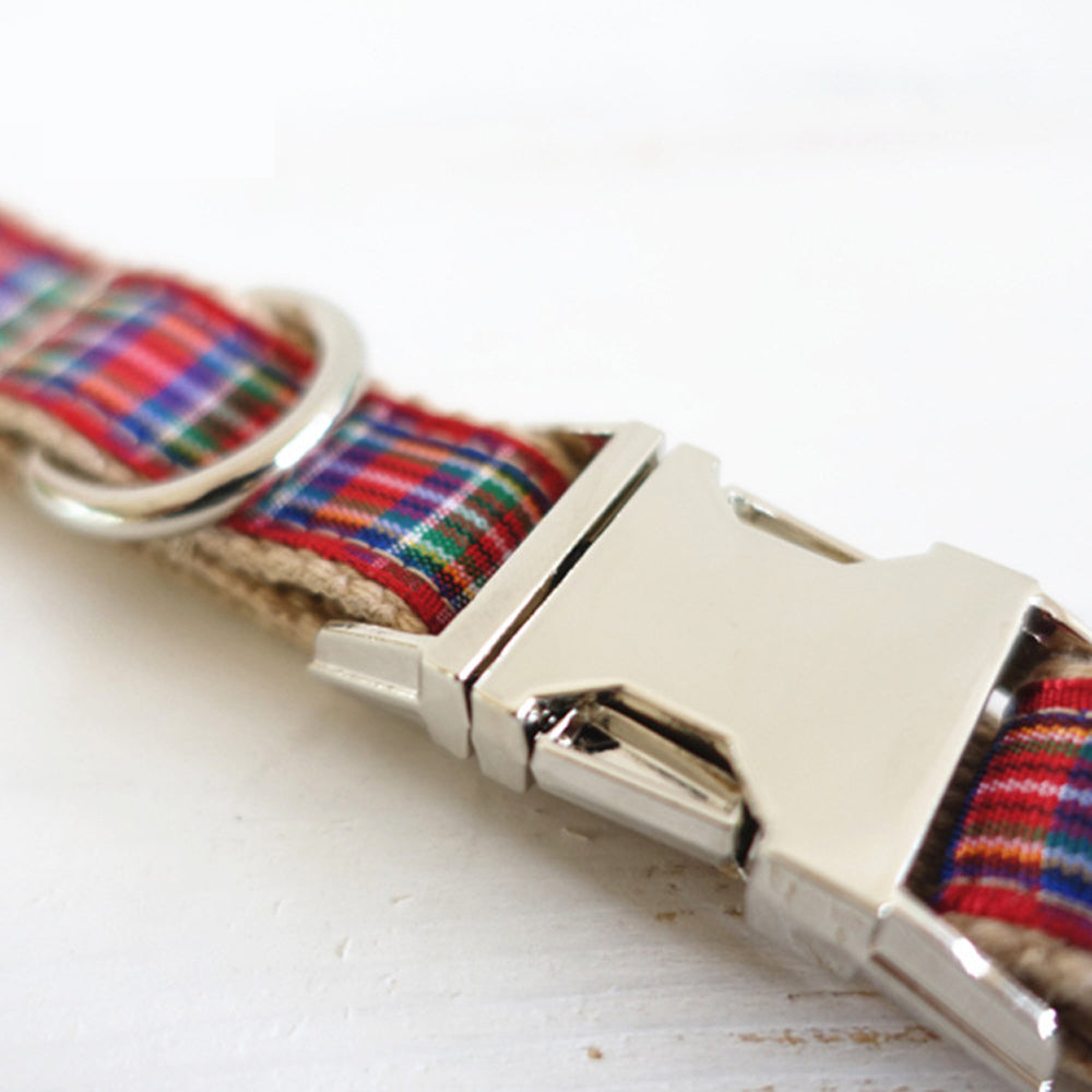 Custom Red Plaid Dog Collar