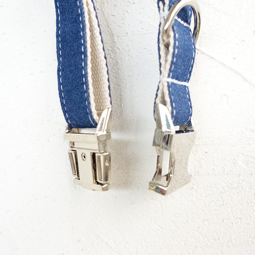 Custom White Denim Dog Collar