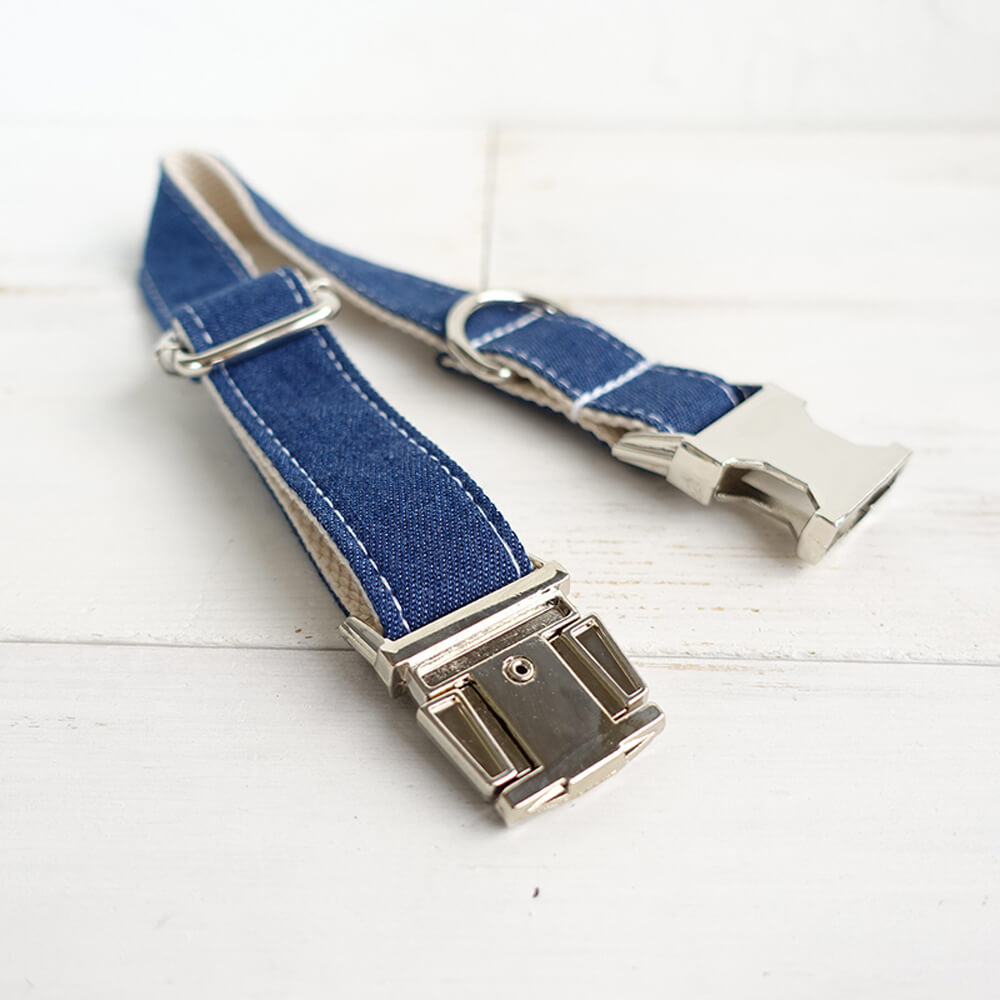 Custom White Denim Dog Collar