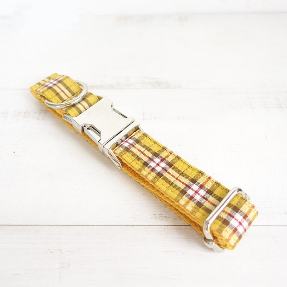 Custom Lemon Yellow Dog Collar And Leash Set