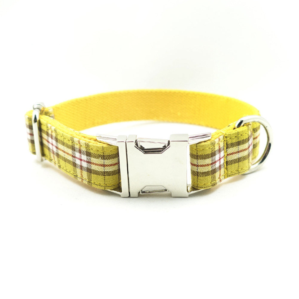 Custom Lemon Yellow Dog Collar And Leash Set