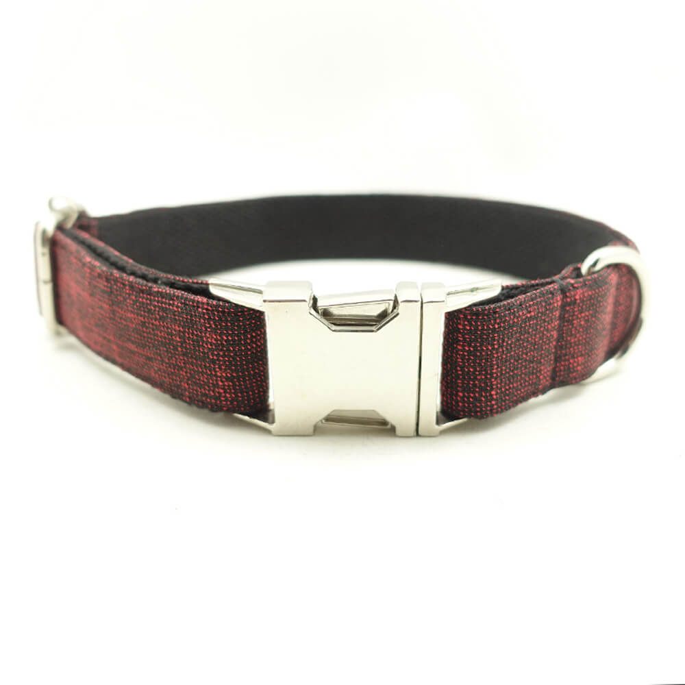 Custom Red Suit Dog Collar And Leash Set