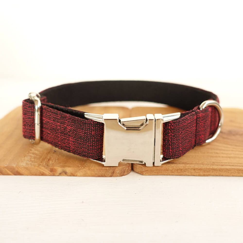 Custom Red Suit Dog Collar And Leash Set