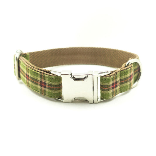 Custom Green Plaid Dog Collar