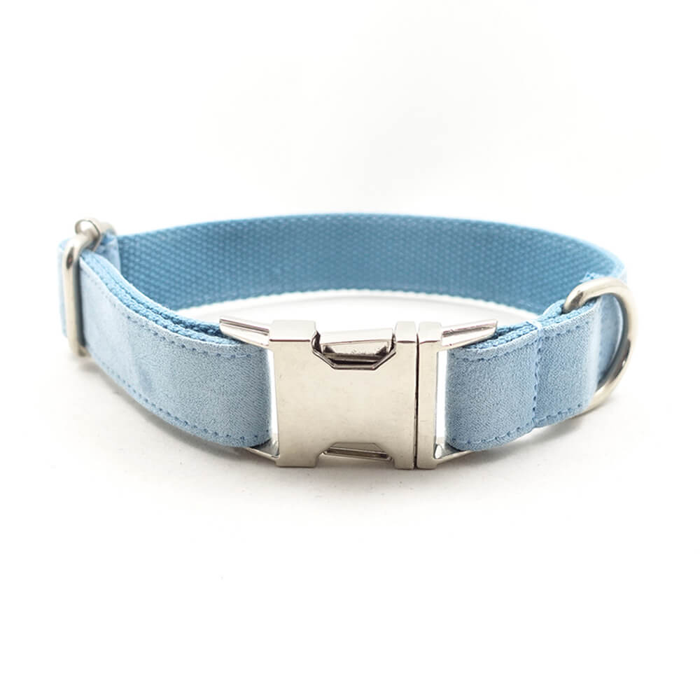 Custom Velvet Sky Blue Dog Collar