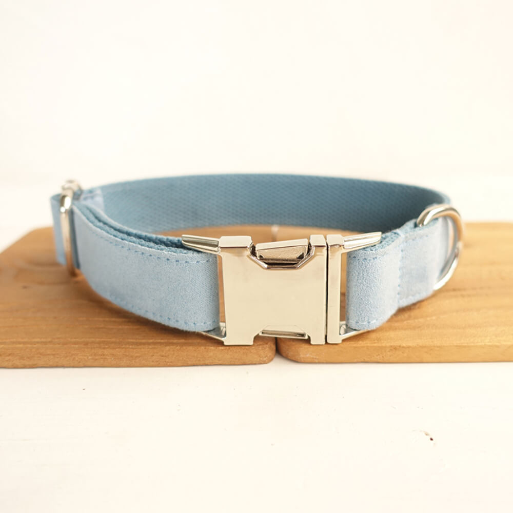 Custom Velvet Sky Blue Dog Collar