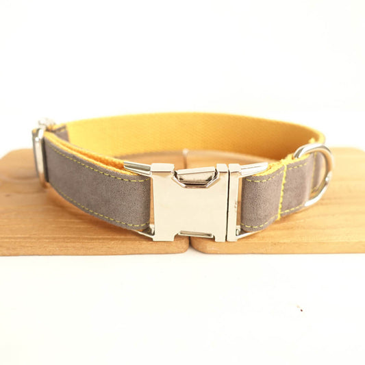 Custom Gray Cover Yellow Dog Collar