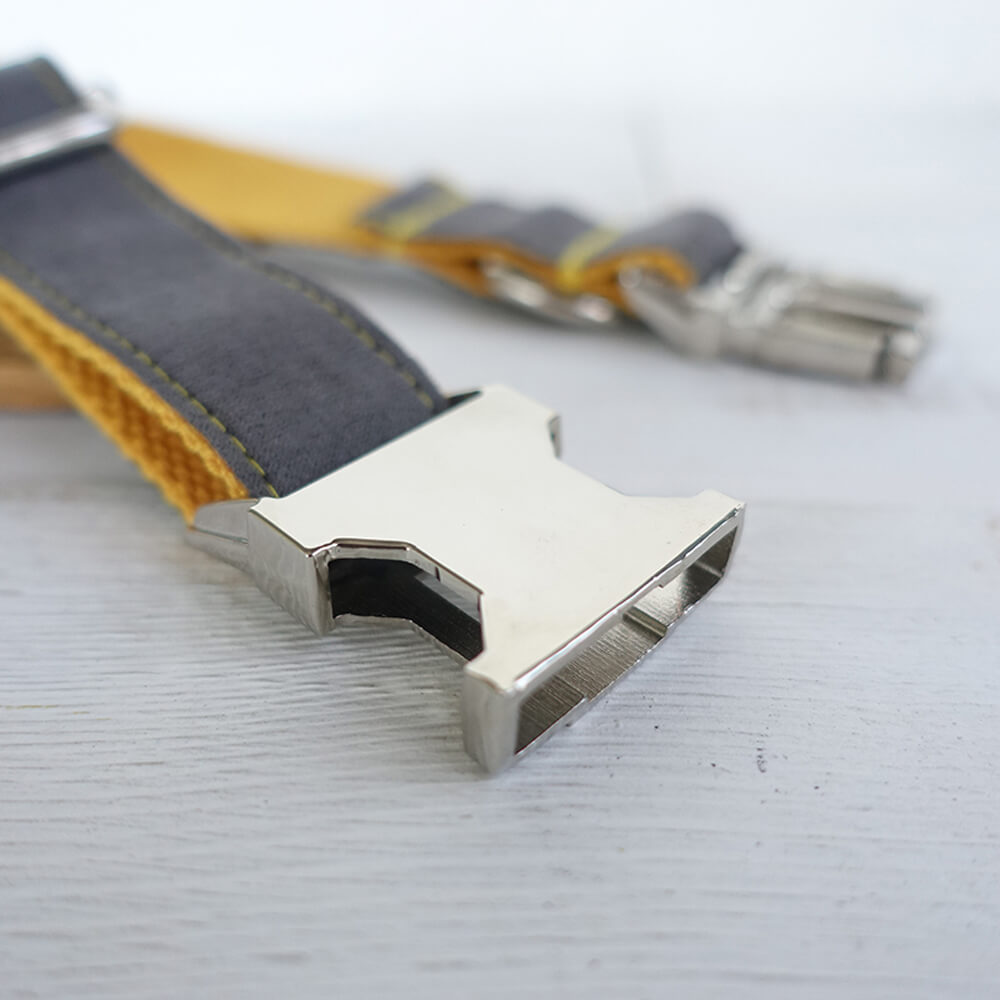 Custom Gray Cover Yellow Dog Collar