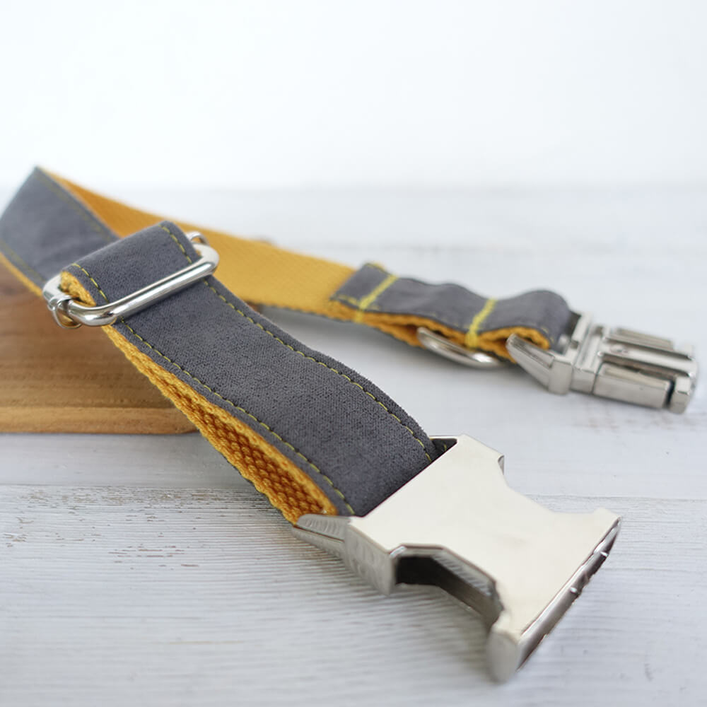 Custom Gray Cover Yellow Dog Collar