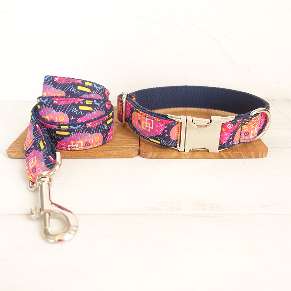 Custom Deep Graffiti Dog Collar And Leash Set