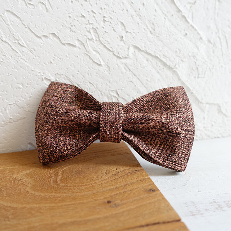 Custom Brown Suit Dog Collar Bow Tie Set