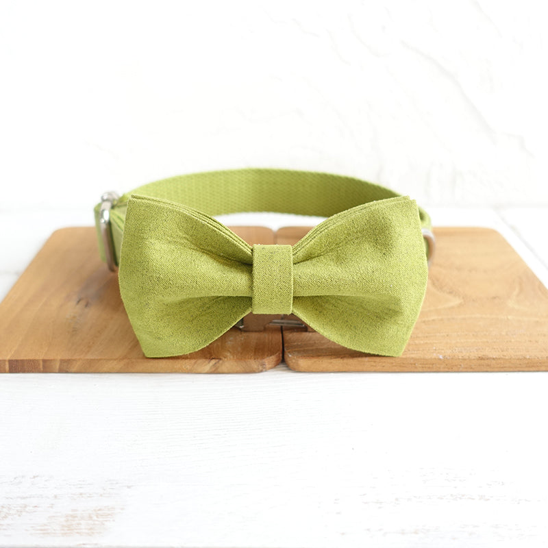 Custom Candy Green Dog Collar Bow Tie Set