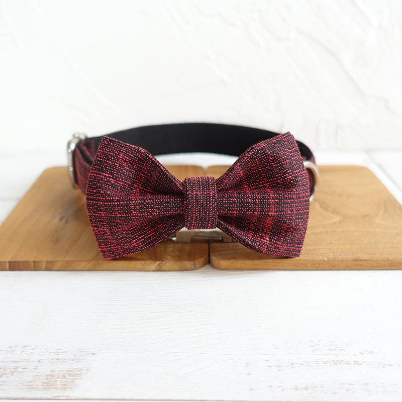 Custom Red Suit Dog Collar Bow Tie Set