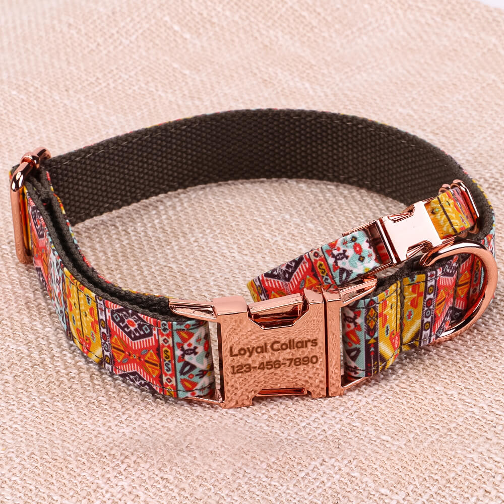 Matching Gray Bohemian Dog Collar And Bracelet Set