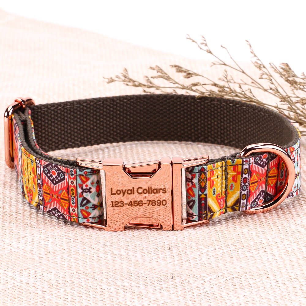 Matching Gray Bohemian Dog Collar And Bracelet Set