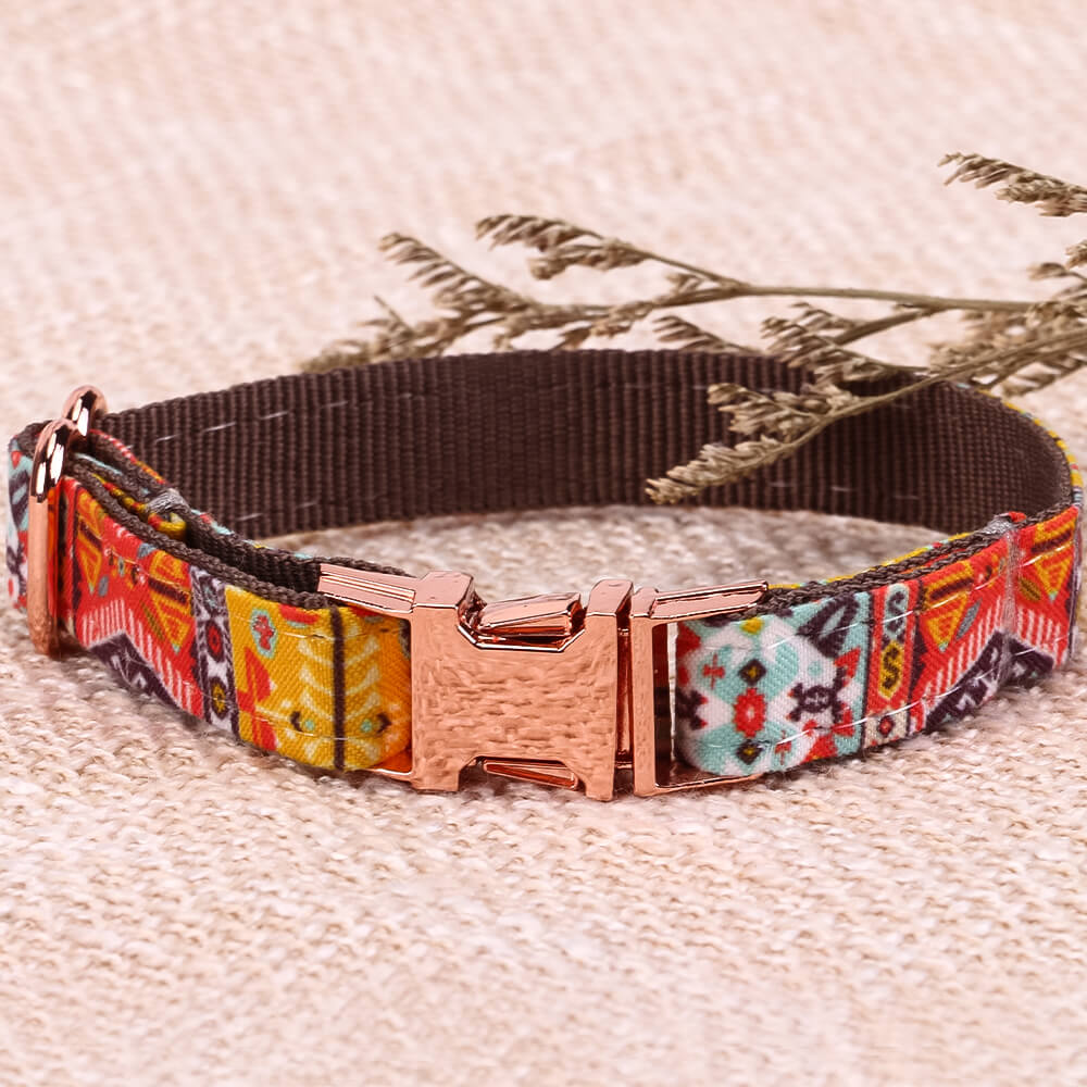 Matching Gray Bohemian Dog Collar And Bracelet Set