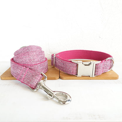 Custom Pink Suit Dog Collar And Leash Set