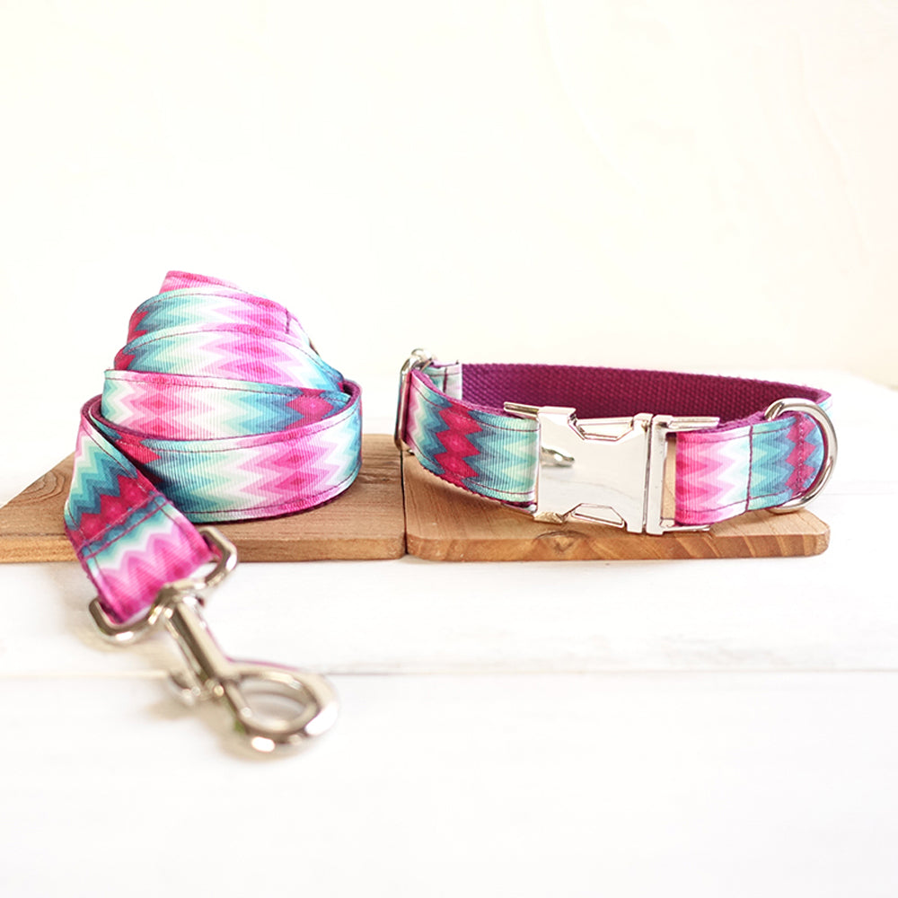 Custom Peacock Dog Collar And Leash Set