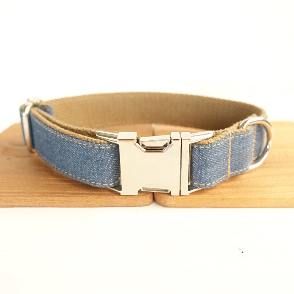 Custom Blue Denim Dog Collar