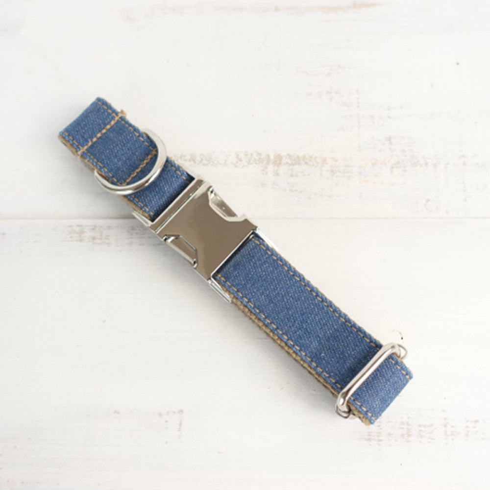 Custom Blue Denim Dog Collar