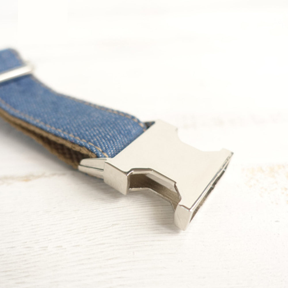 Custom Blue Denim Dog Collar