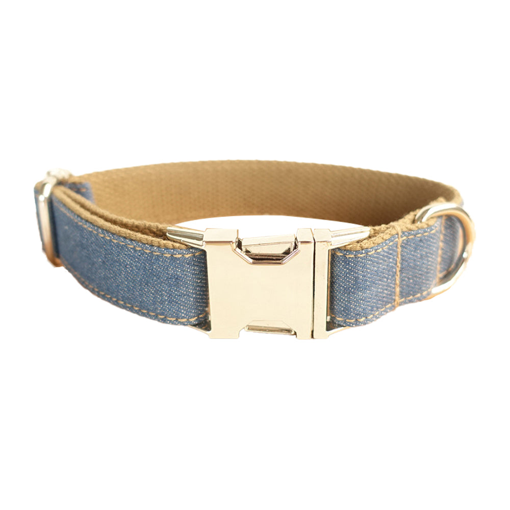 Custom Blue Denim Dog Collar