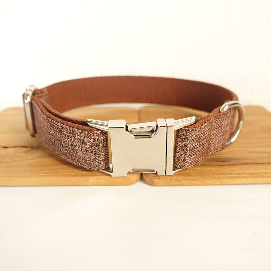 Custom Brown Suit Dog Collar And Leash Set